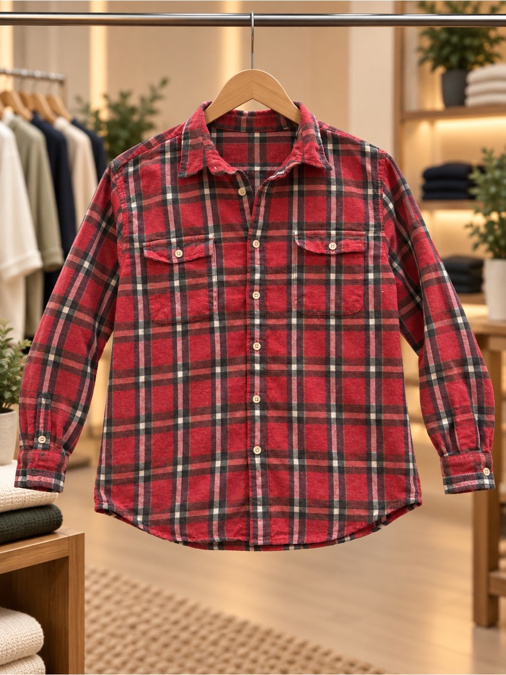 Lucky Brand Men's Red Plaid Button-Down Shirt